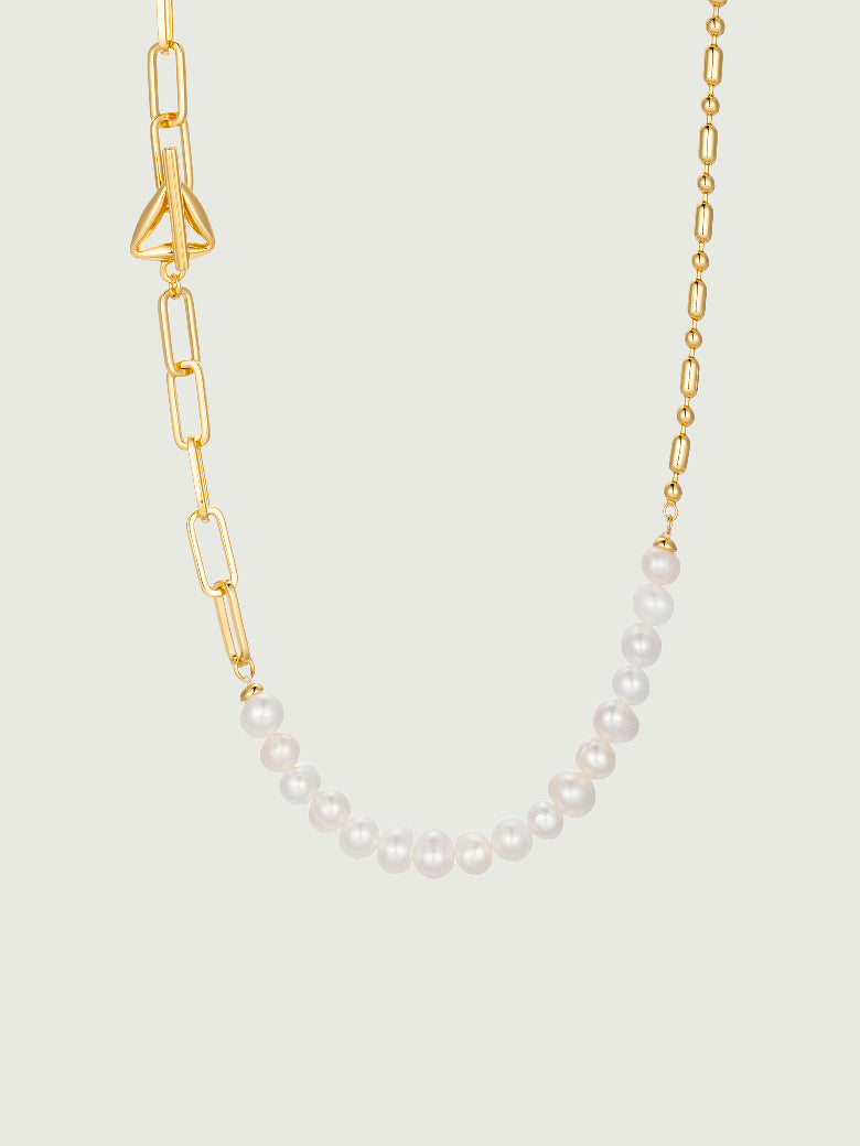 Pearl Beaded Toggle Paperclick Necklace