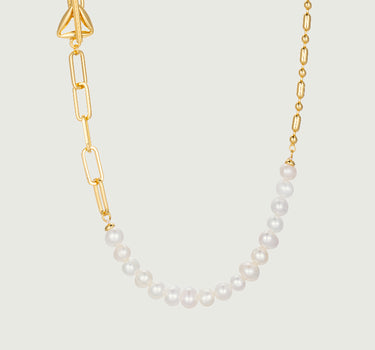 Pearl Beaded Toggle Paperclick Necklace