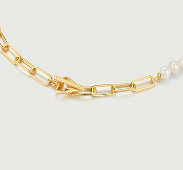 Pearl Beaded Toggle Paperclick Necklace