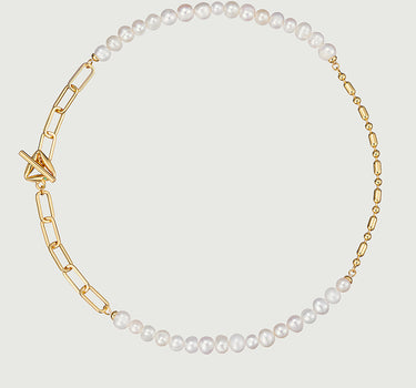 Pearl Beaded Toggle Paperclick Necklace