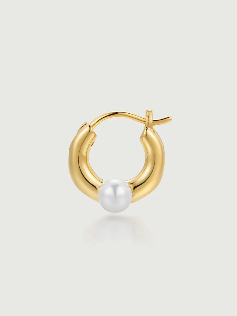 Pearl Dainty Hoop Earrings-obyjewelry