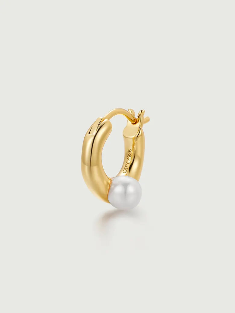 Pearl Dainty Hoop Earrings-obyjewelry