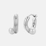 Pearl Dainty Silver Hoop Earrings-obyjewelry