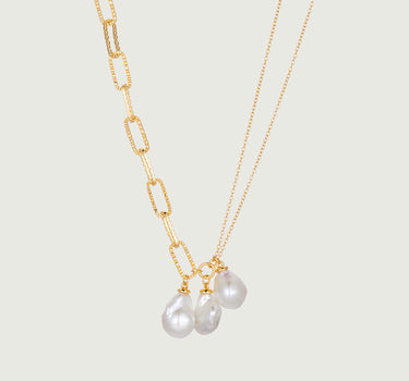 Pearl Trio Paperclick Necklace