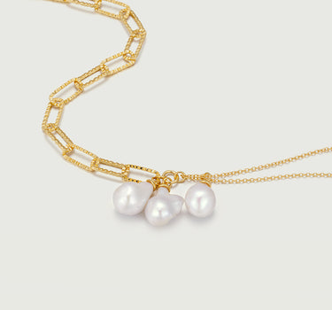 Pearl Trio Paperclick Necklace