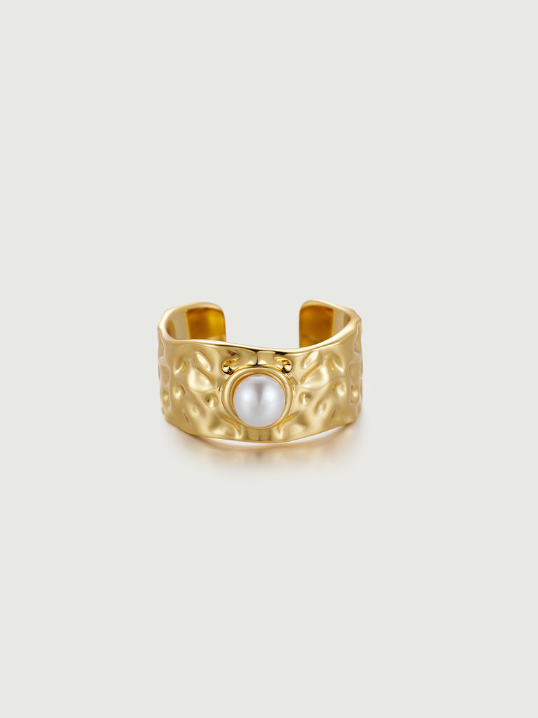 Pearl Wide Band Ring-obyjewelry