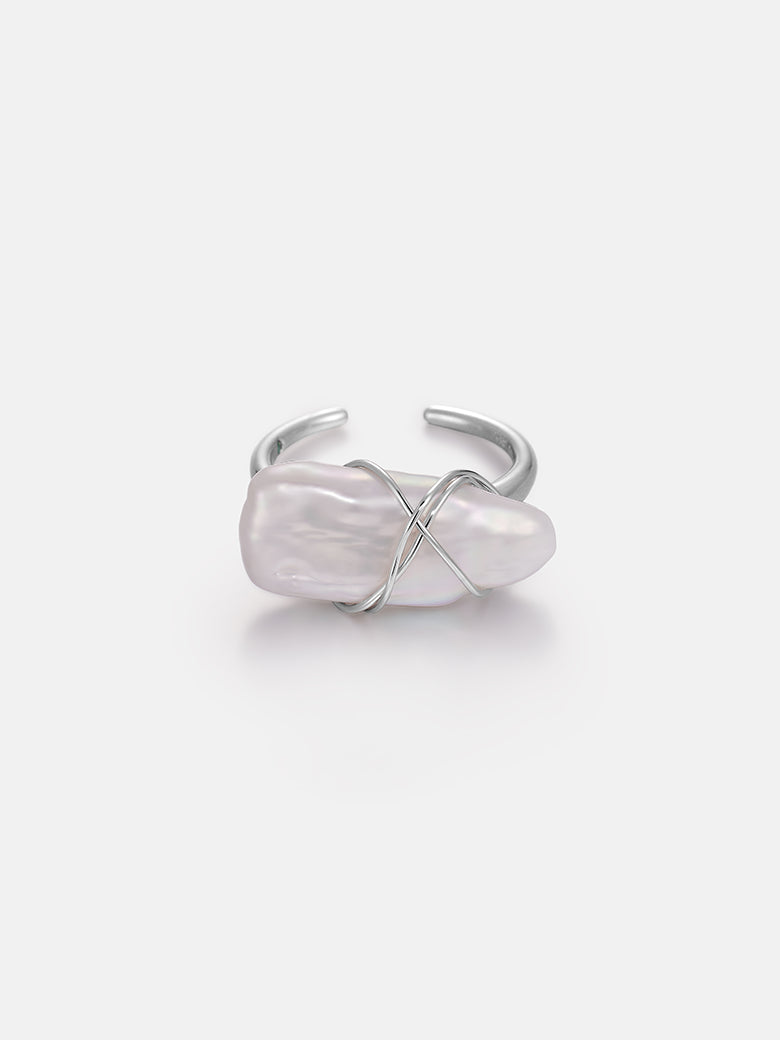 Pearl Wire Silver Ring