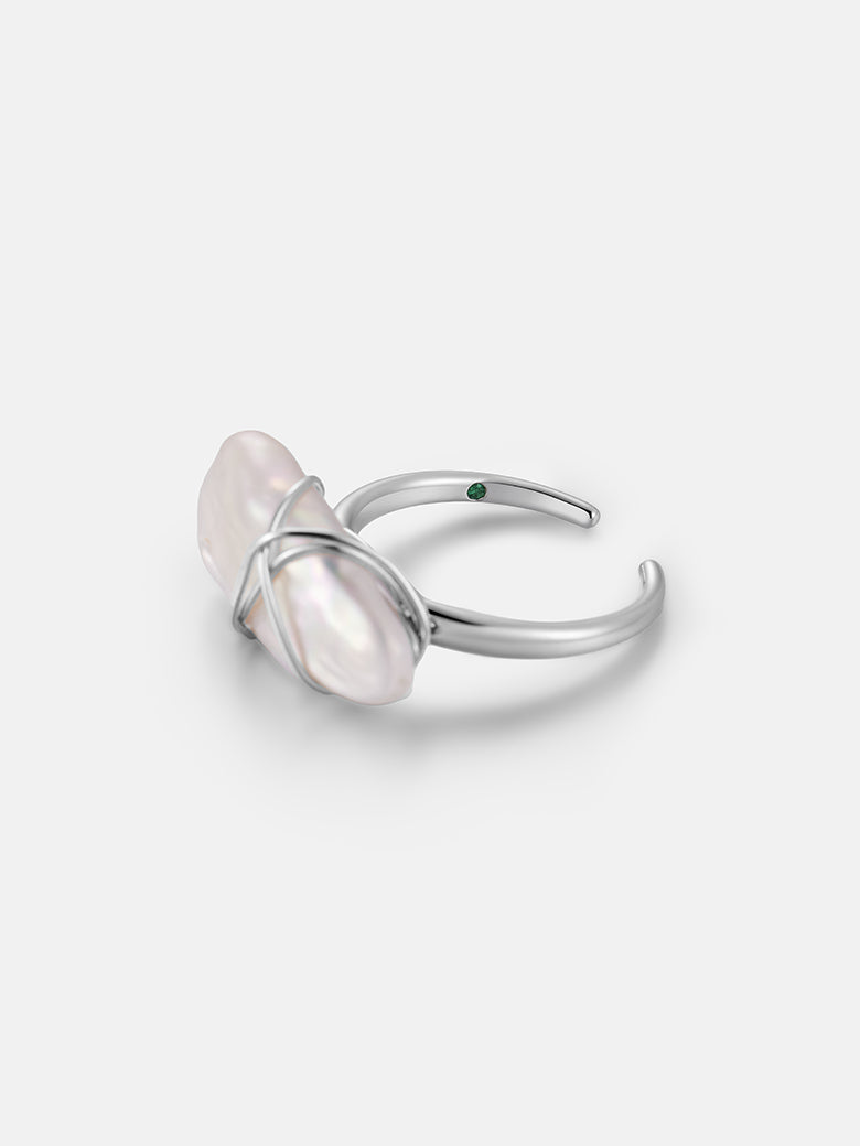 Pearl Wire Silver Ring