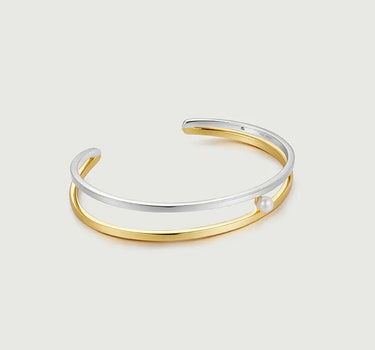 Pearl Cuff Two Tone Bangle-obyjewelry