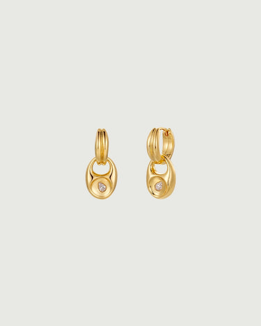 Pebble Solitaire Drops Earrings featuring elegant gold design with moissanite accents for versatile wear.