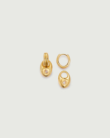 Pebble Solitaire Drops Earrings featuring organic design and solitaire moissanite, elegantly crafted in gold.