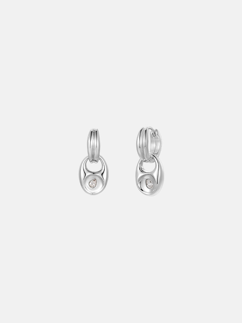 Pebble Solitaire Drops Silver Earrings featuring elegant silver design with detachable drops for versatile styling.
