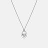 Pebble Teardrop Silver Charm Necklace showcasing a smooth teardrop pendant on a delicate chain.