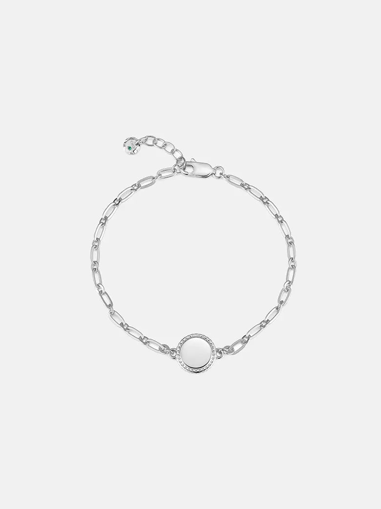 Plate Engravable Silver Paperclip Bracelet