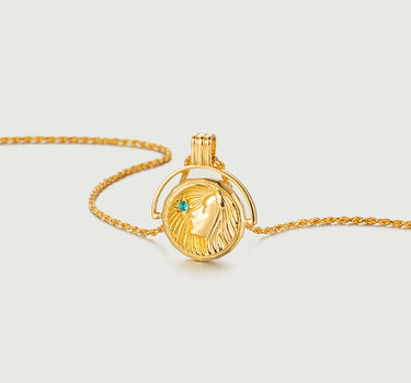 Pray Girl Emerald Coin Necklace