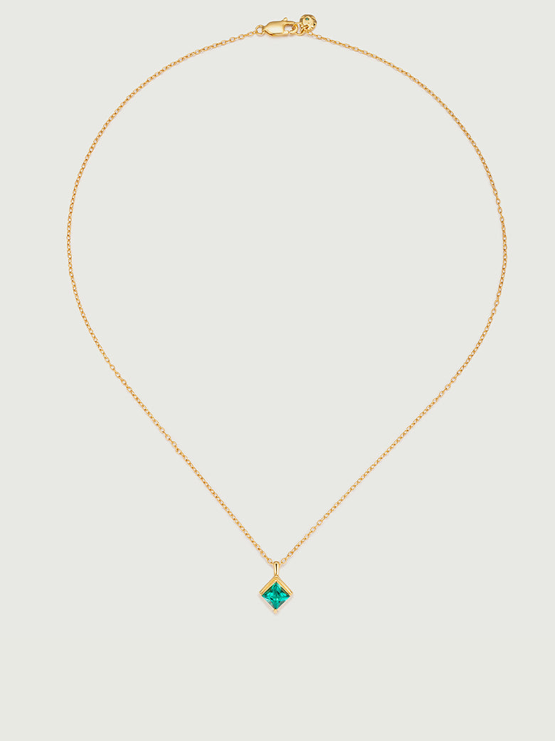 Princess Cut Emerald Diamond Necklace