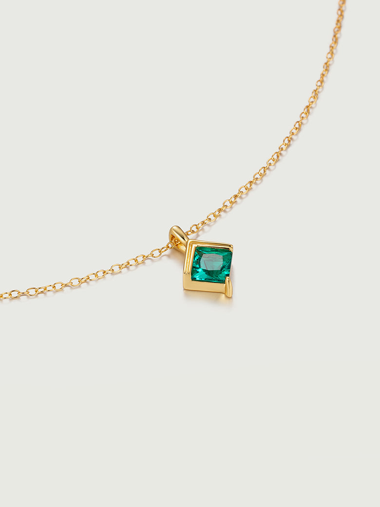 Princess Cut Emerald Diamond Necklace