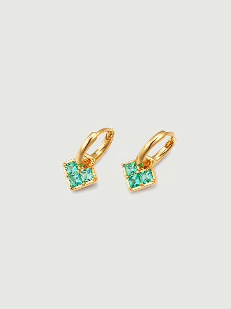 Princess Cut Emerald Heart Hoop Earrings