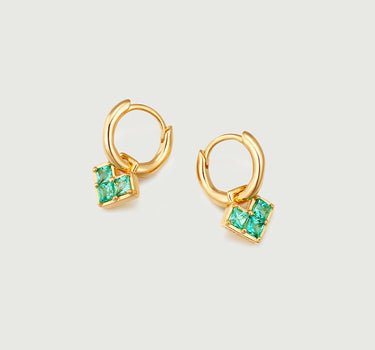 Princess Cut Emerald Heart Hoop Earrings-obyjewelry