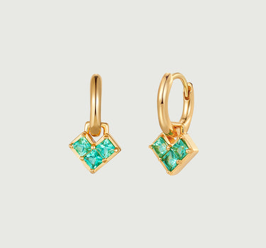 Princess Cut Emerald Heart Hoop Earrings-obyjewelry