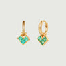 Princess Cut Emerald Heart Hoop Earrings