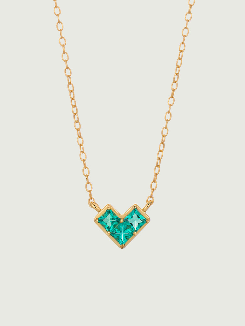 Princess Cut Emerald Heart Necklace