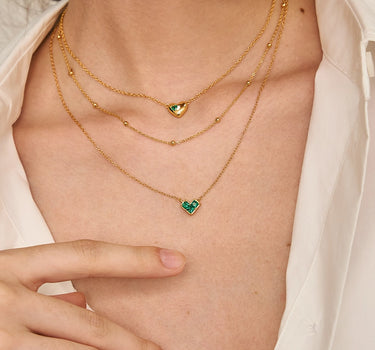Princess Cut Emerald Heart Necklace