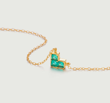 Princess Cut Emerald Heart Necklace
