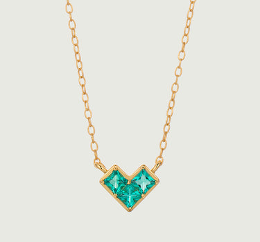 Princess Cut Emerald Heart Necklace