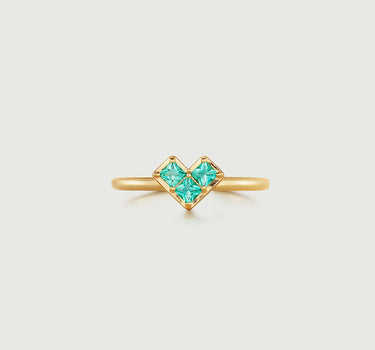 Princess Cut Emerald Heart Ring-obyjewelry