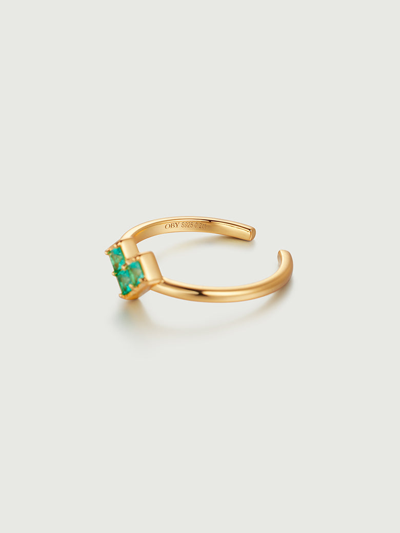 Princess Cut Emerald Heart Ring