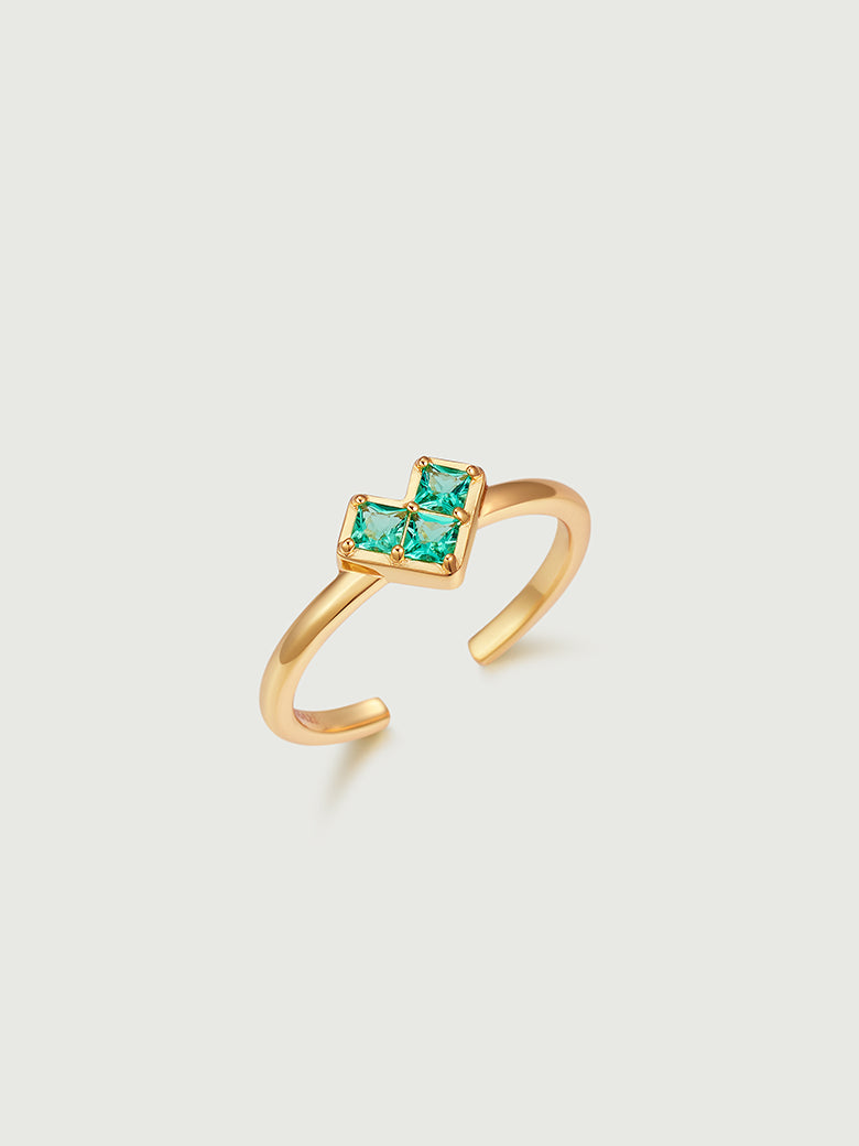 Princess Cut Emerald Heart Ring