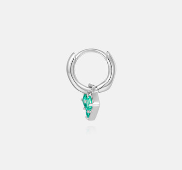 Princess Cut Emerald Heart Silver Hoop Earrings-obyjewelry