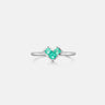 Princess Cut Emerald Heart Silver Ring