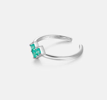 Princess Cut Emerald Heart Silver Ring-obyjewelry