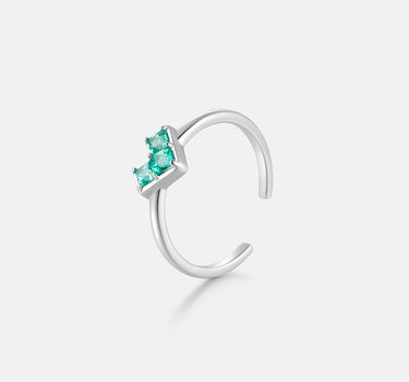 Princess Cut Emerald Heart Silver Ring-obyjewelry