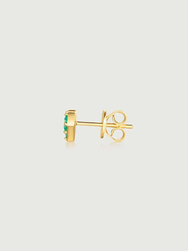 Princess Cut Emerald Heart Stud Earrings