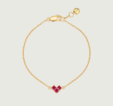 Princess Cut Ruby Heart Bracelet
