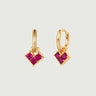 Princess Cut Ruby Heart Hoop Earrings