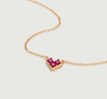 Princess Cut Ruby Heart Necklace