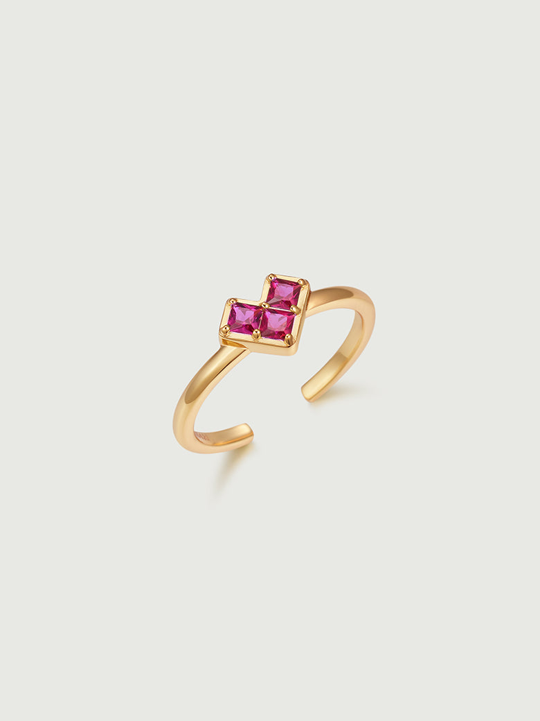 Princess Cut Ruby Heart Ring