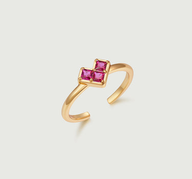 Princess Cut Ruby Heart Ring-obyjewelry