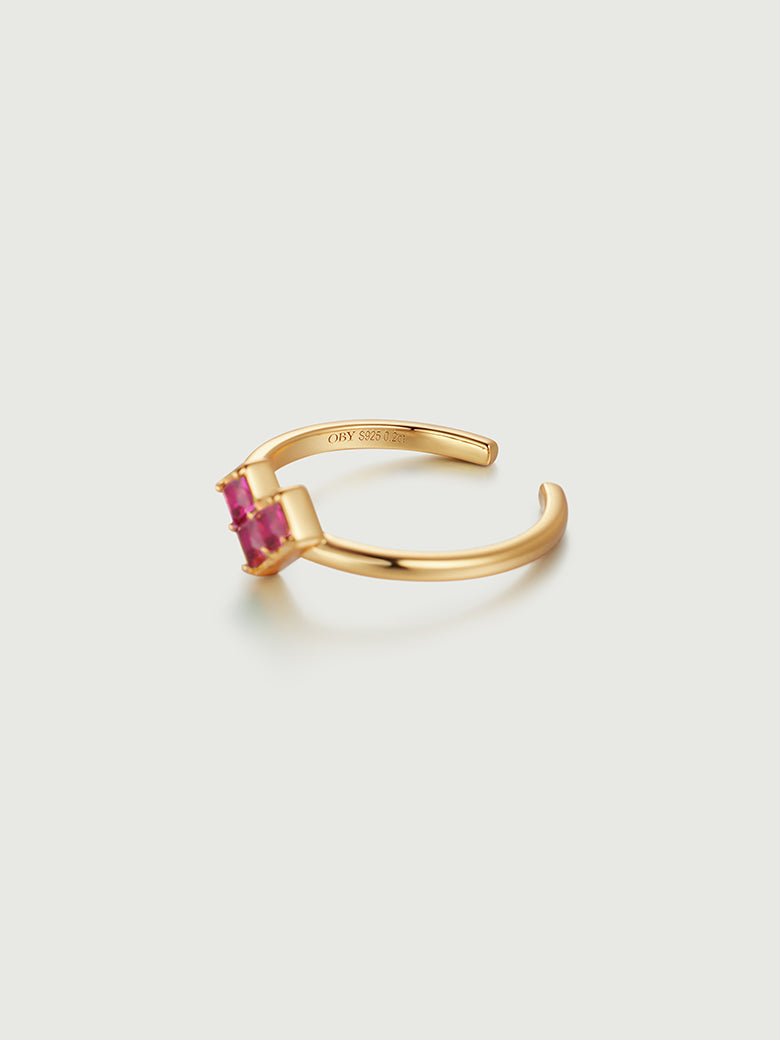 Princess Cut Ruby Heart Ring