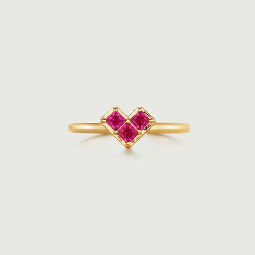 Princess Cut Ruby Heart Ring-obyjewelry