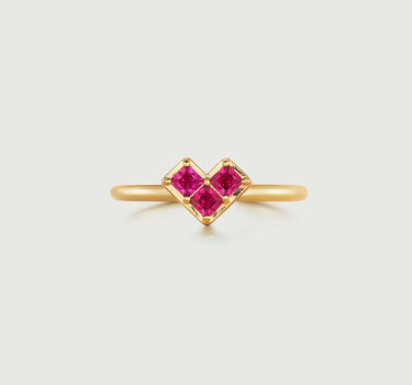 Princess Cut Ruby Heart Ring-obyjewelry