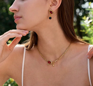 Red Onyx Detachable Necklace