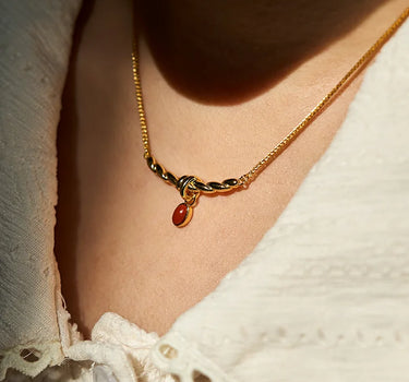 Red Onyx Twist Necklace