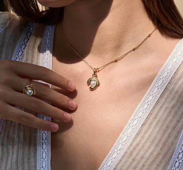 Rococo Squiggle Pearl Pendant Charm