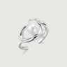 Rococo Squiggle Pearl Stacking Silver Open Ring