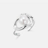 Rococo Squiggle Pearl Stacking Silver Open Ring